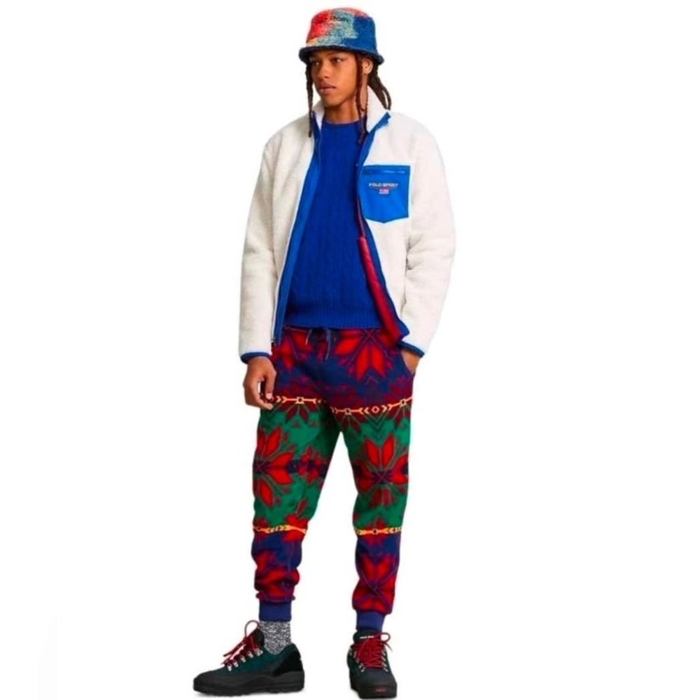 NWOT Polo Ralph Lauren L Indie Sleeze Grunge Apres Ski  Fair Isle Fleece Joggers - Picture 6 of 8